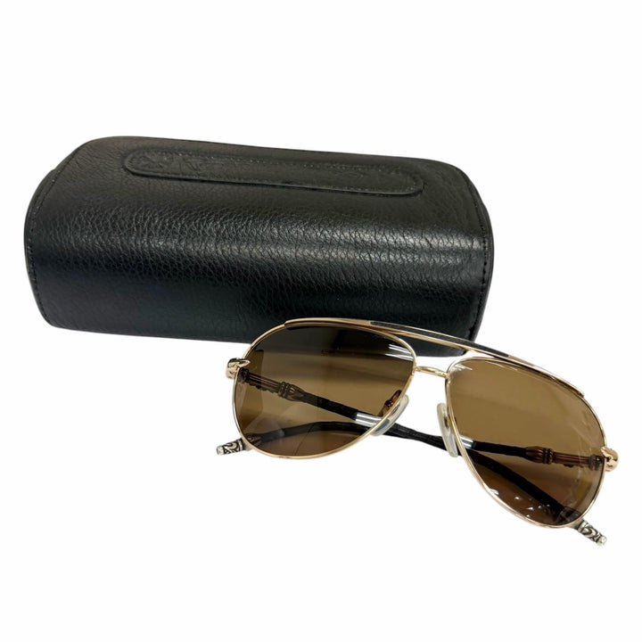Great CHROME HEARTS sunglasses MUNCHER Two Bridges Teardrop gold SV925 mens