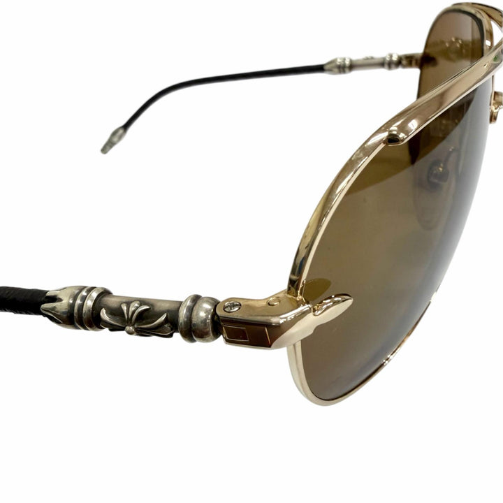 Great CHROME HEARTS sunglasses MUNCHER Two Bridges Teardrop gold SV925 mens