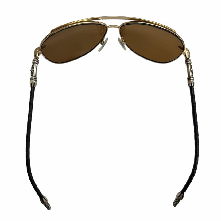 Great CHROME HEARTS sunglasses MUNCHER Two Bridges Teardrop gold SV925 mens
