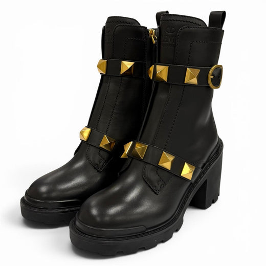Excellent Valentino Garavani short boots black leather Women 37.5 WW2S0CJ2