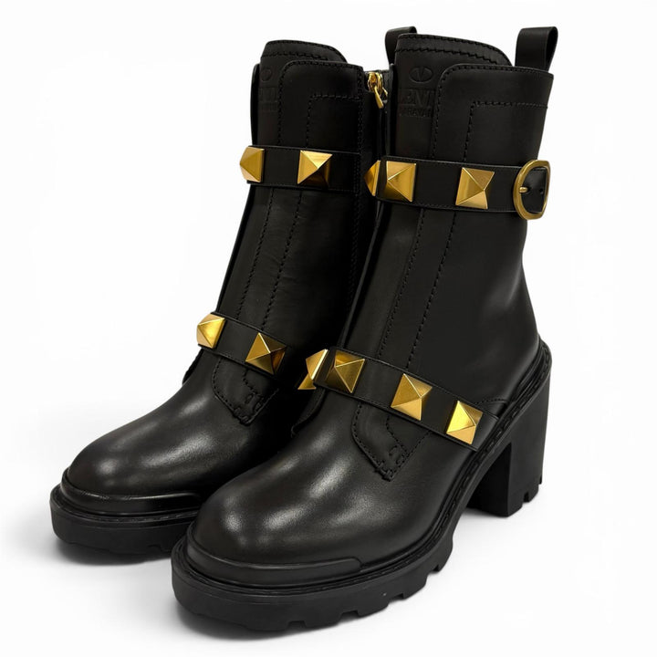 Excellent Valentino Garavani short boots black leather Women 37.5 WW2S0CJ2