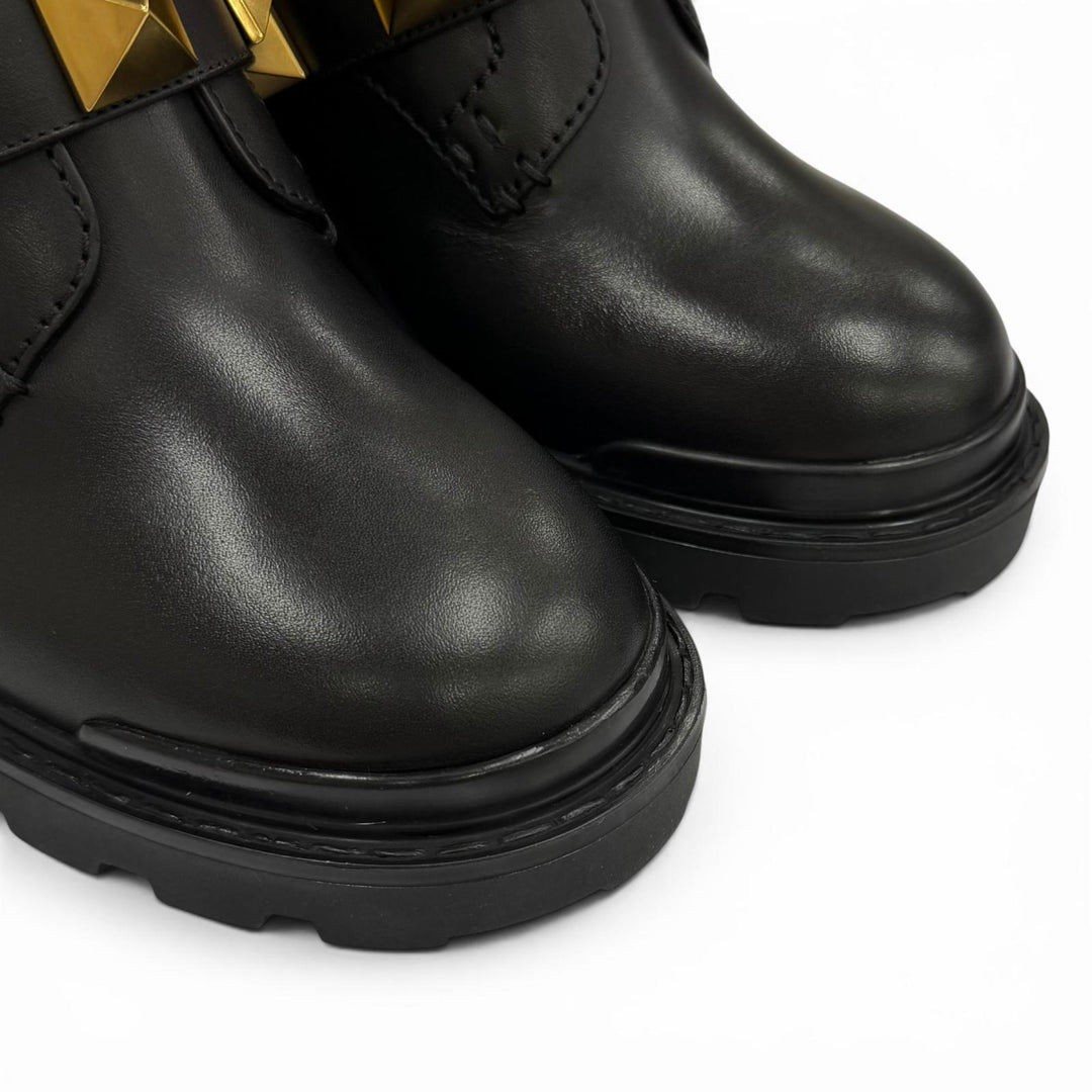 Excellent Valentino Garavani short boots black leather Women 37.5 WW2S0CJ2