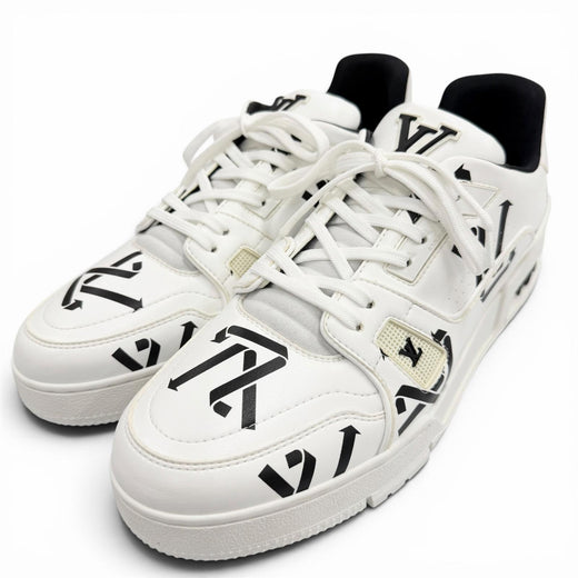 Excellent LOUIS VUITTON Low cut sneakers LV Trainer Line Upcycle LV logo white 7