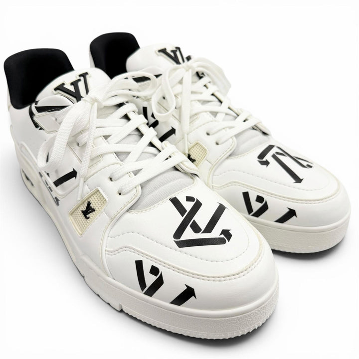 Excellent LOUIS VUITTON Low cut sneakers LV Trainer Line Upcycle LV logo white 7