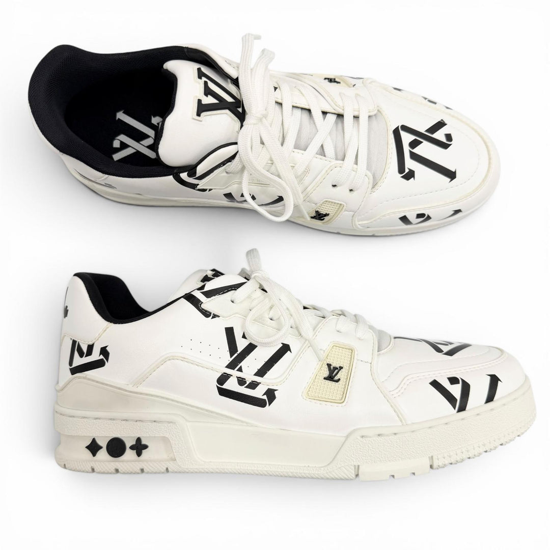 Excellent LOUIS VUITTON Low cut sneakers LV Trainer Line Upcycle LV logo white 7