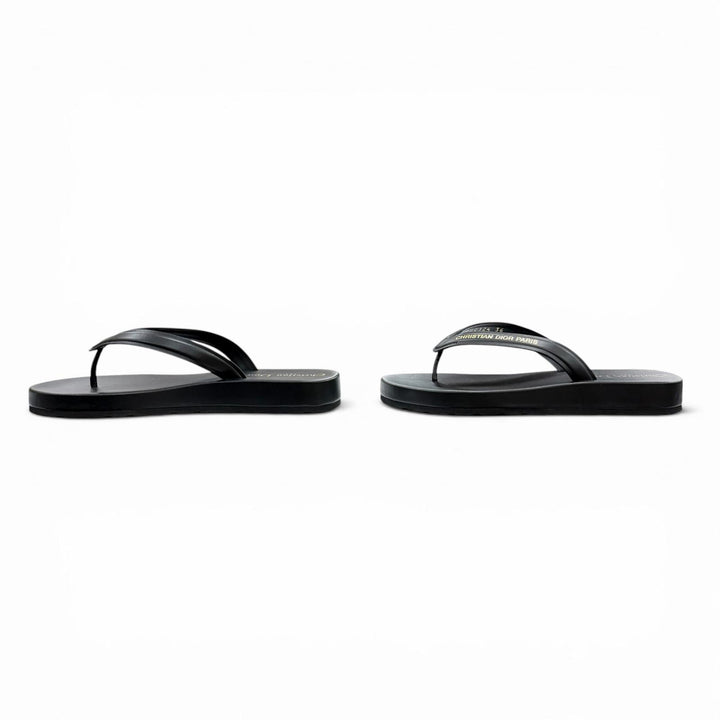 Excellent Christian Dior Sandals DIORSEA Tong black leather Women 36