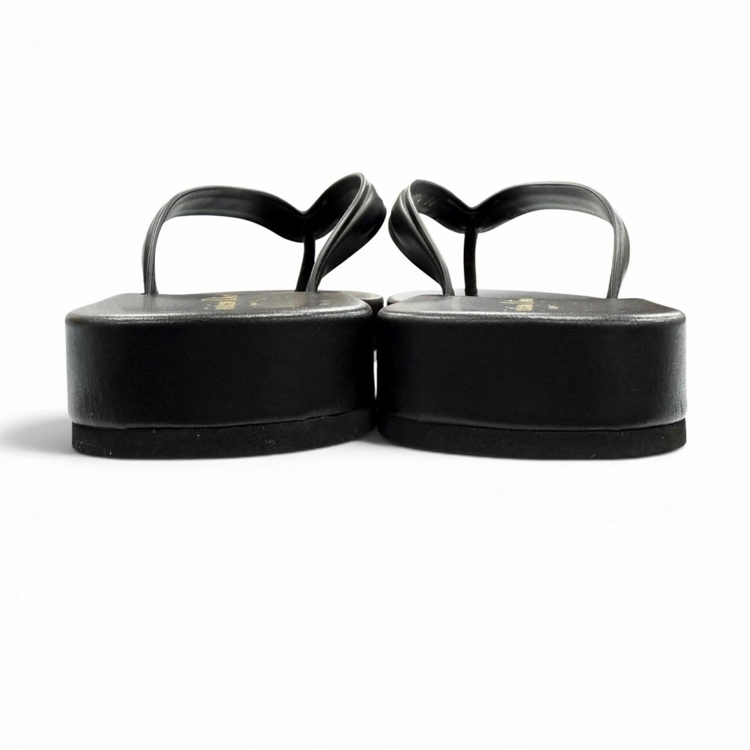 Excellent Christian Dior Sandals DIORSEA Tong black leather Women 36