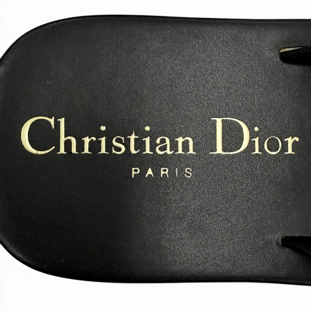 Excellent Christian Dior Sandals DIORSEA Tong black leather Women 36