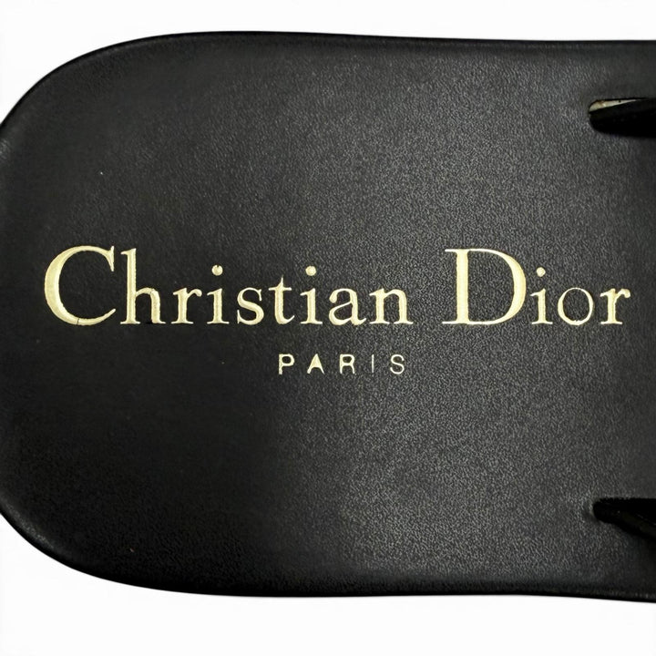 Excellent Christian Dior Sandals DIORSEA Tong black leather Women 36