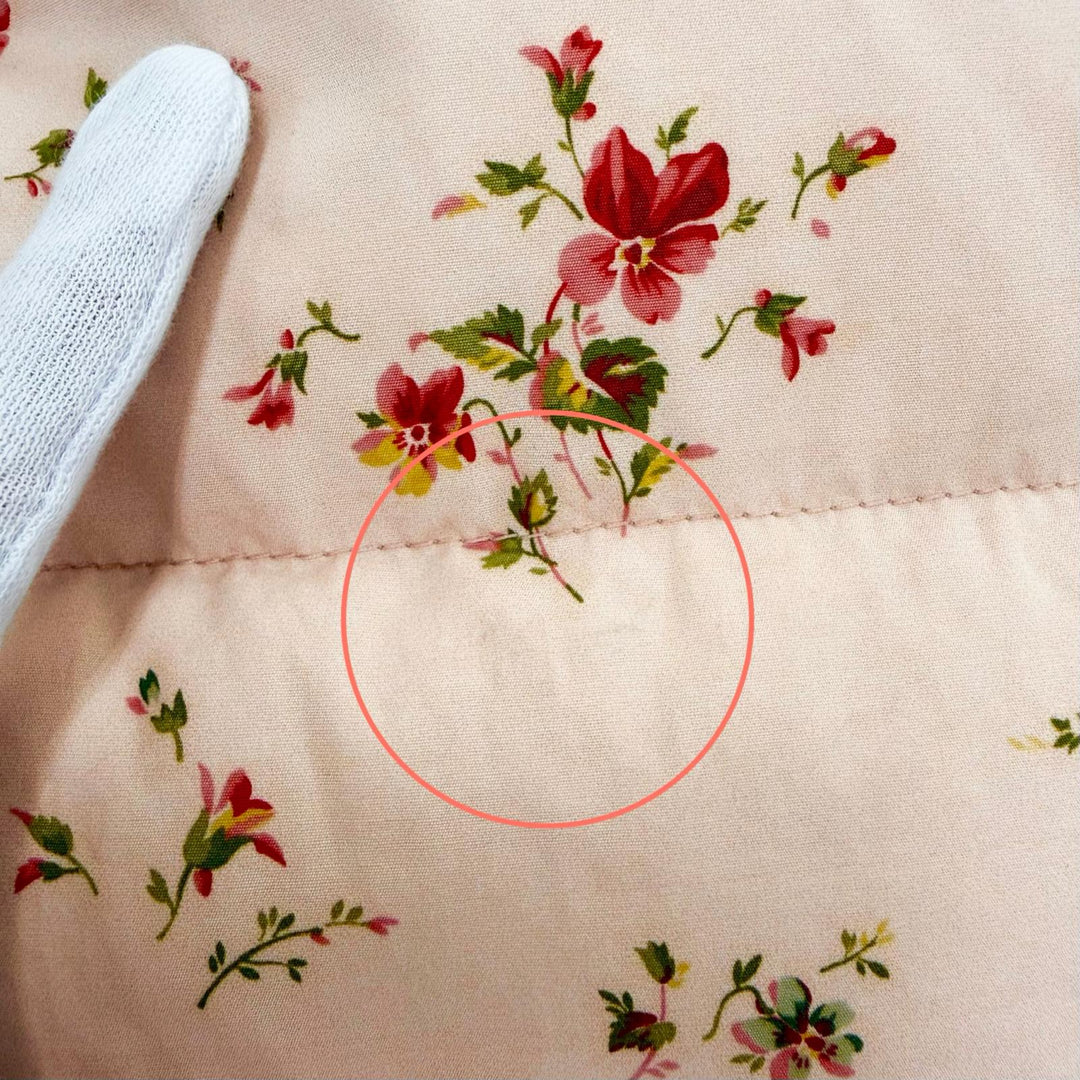 Great LOUIS VUITTON Down jacket Floral print LV leather patch Pink Women 34