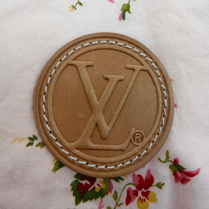 Great LOUIS VUITTON Down jacket Floral print LV leather patch Pink Women 34