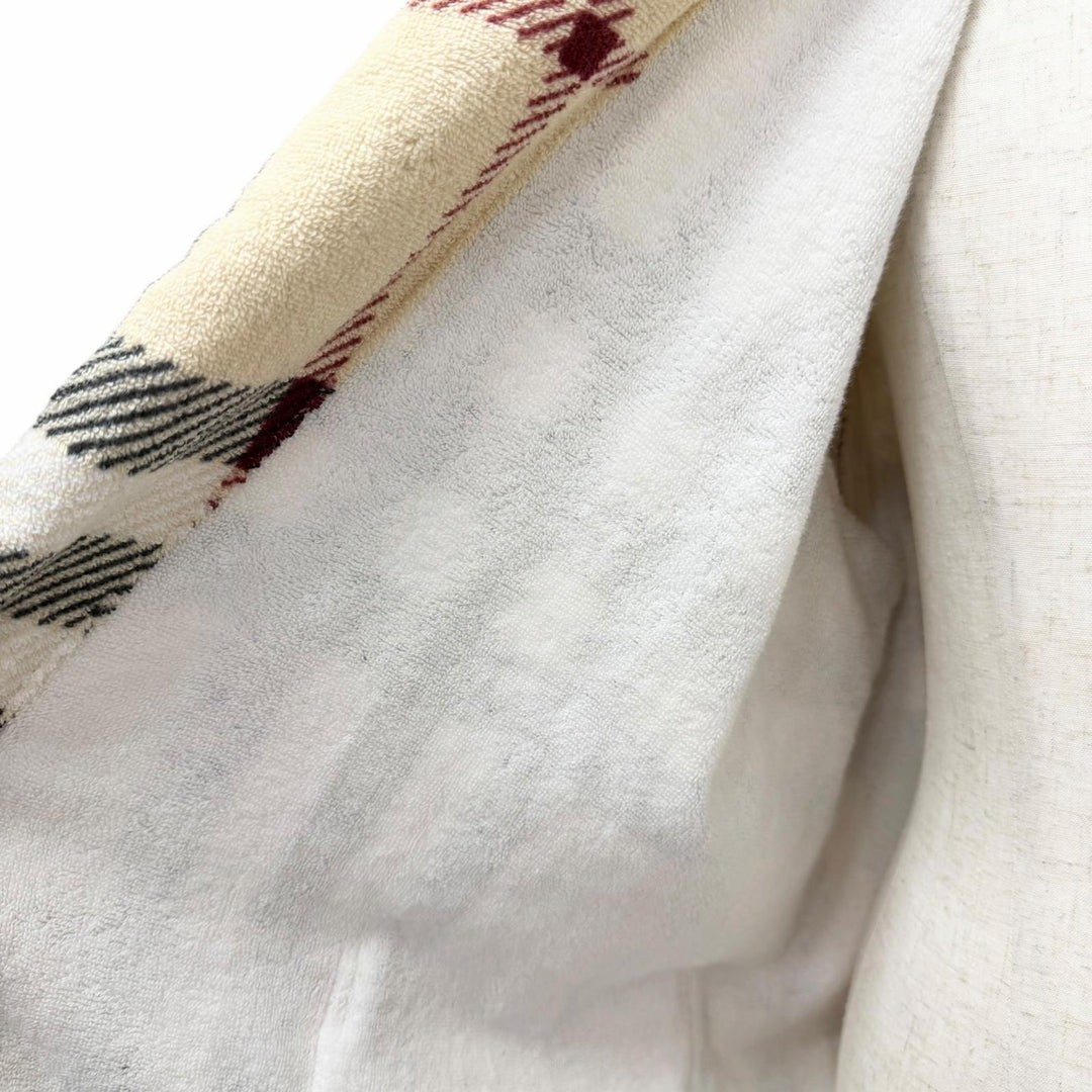 Pristine BURBERRY coat Nova Check Pattern Terry Cloth Belted Gown Beige