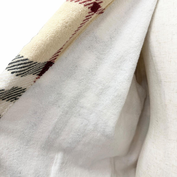 Pristine BURBERRY coat Nova Check Pattern Terry Cloth Belted Gown Beige