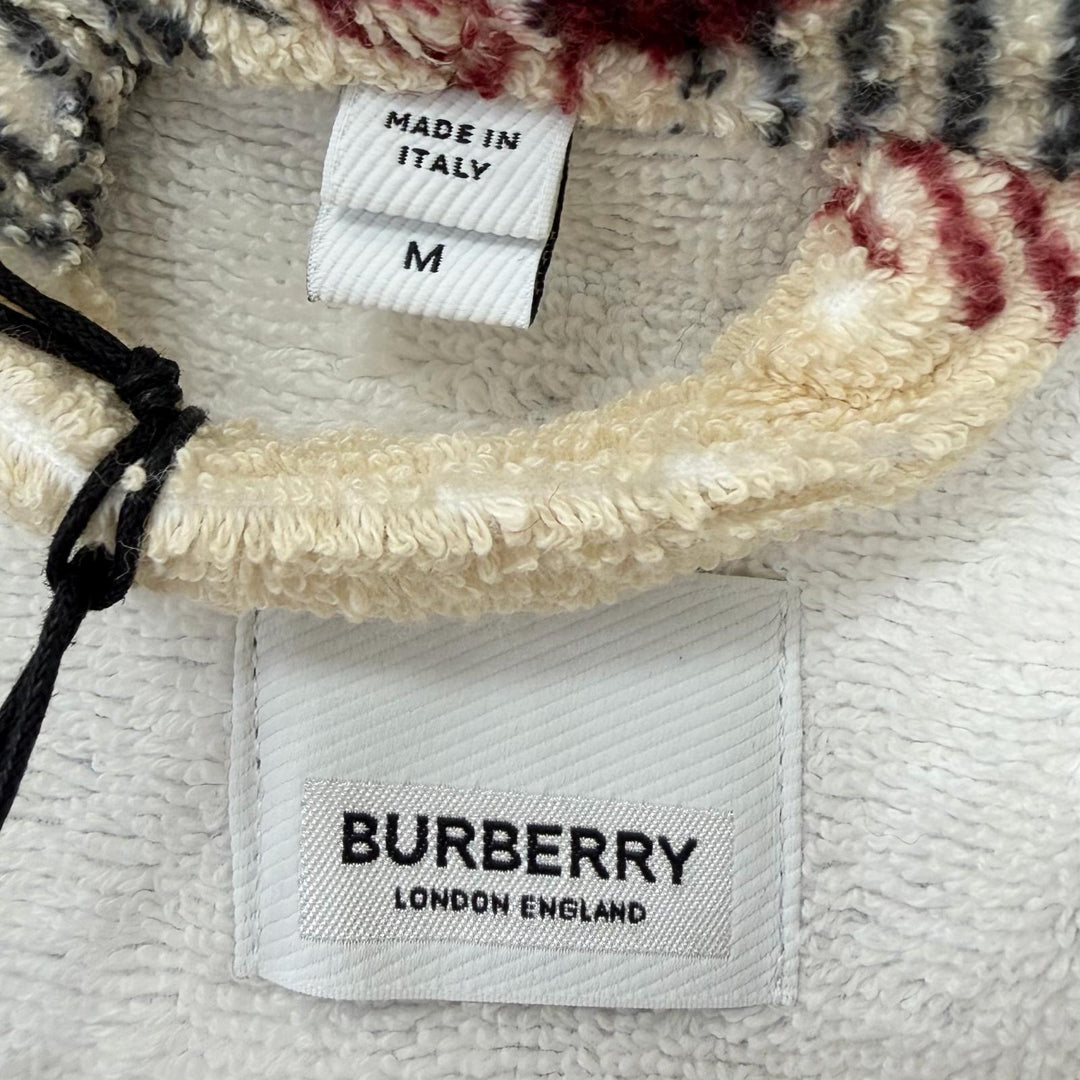 Pristine BURBERRY coat Nova Check Pattern Terry Cloth Belted Gown Beige