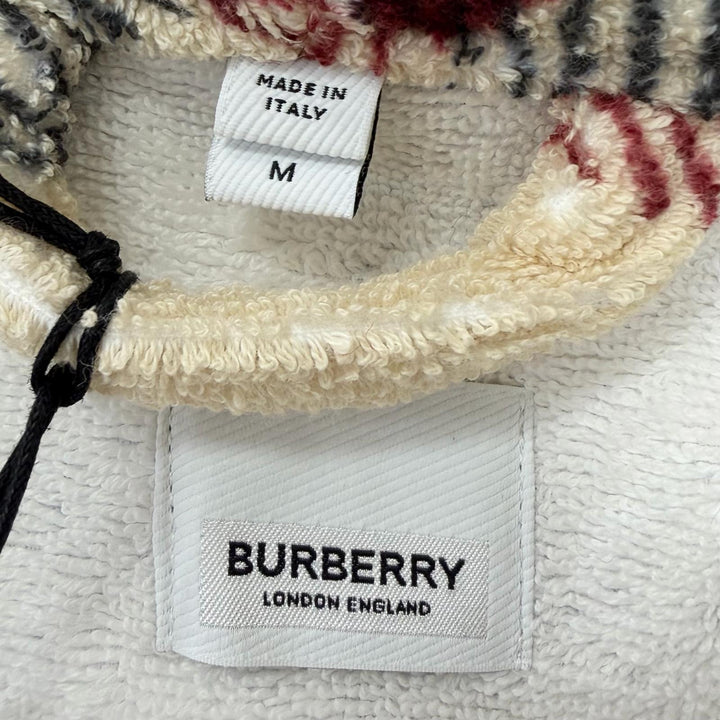 Pristine BURBERRY coat Nova Check Pattern Terry Cloth Belted Gown Beige