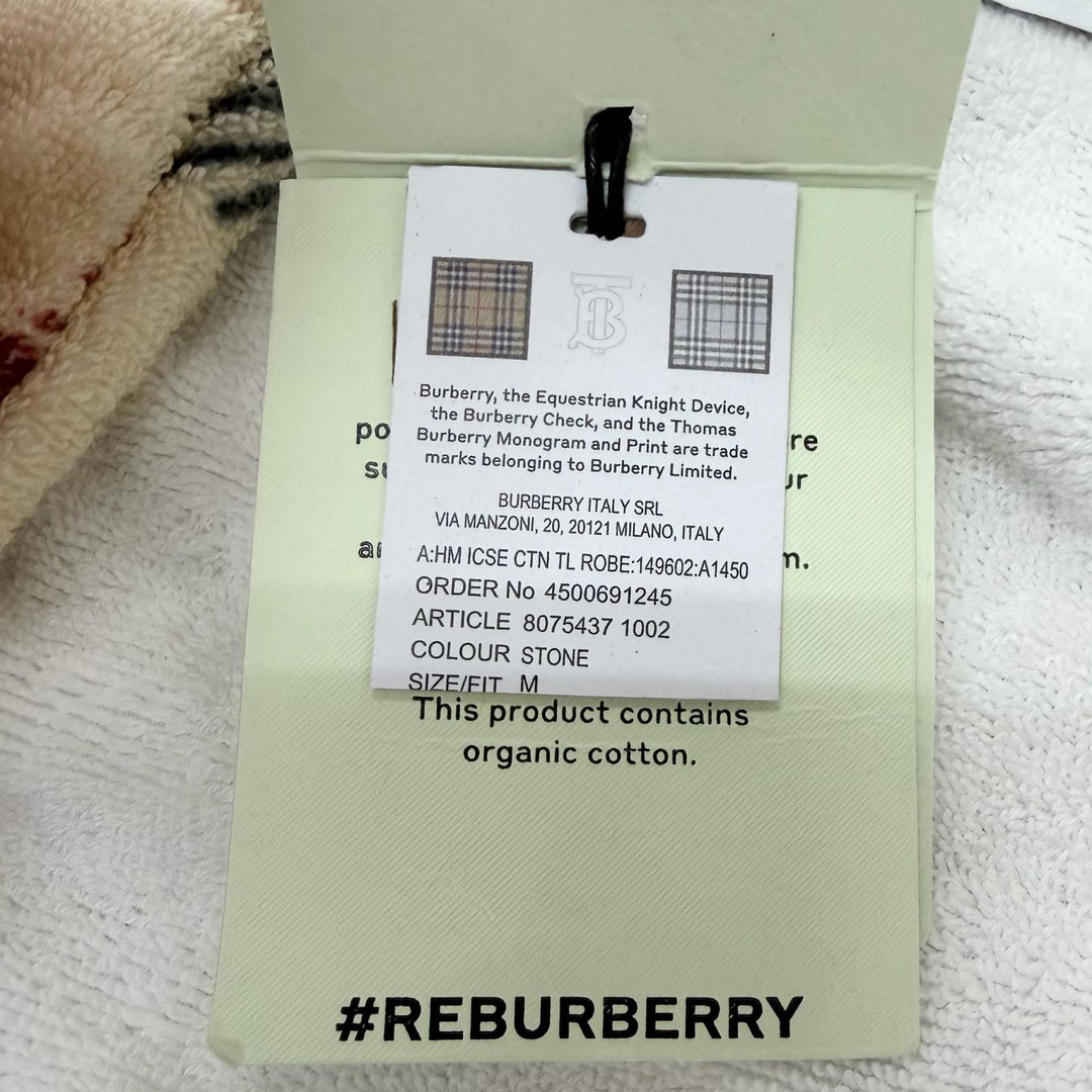 Pristine BURBERRY coat Nova Check Pattern Terry Cloth Belted Gown Beige