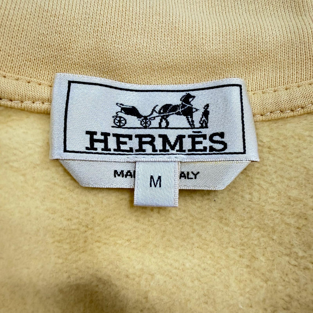 Pristine HERMES hoodie Run H Hooded Zip Up yellow cotton mens M 41-5719