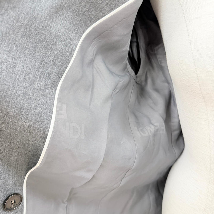 Excellent FENDI tailored jacket Double breasted gray wool Women 38 FJ7092AC2Q
