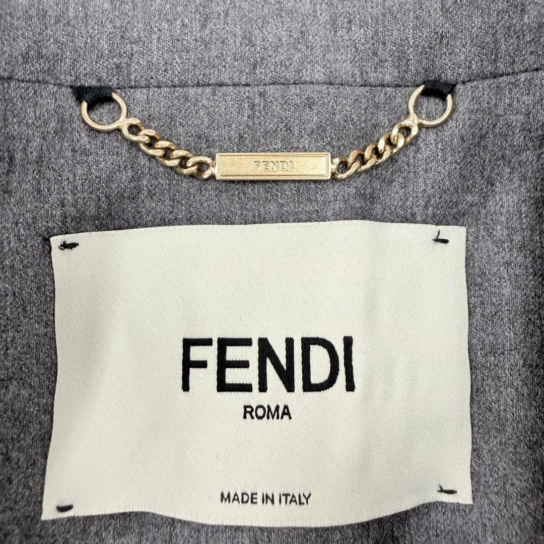 Excellent FENDI tailored jacket Double breasted gray wool Women 38 FJ7092AC2Q