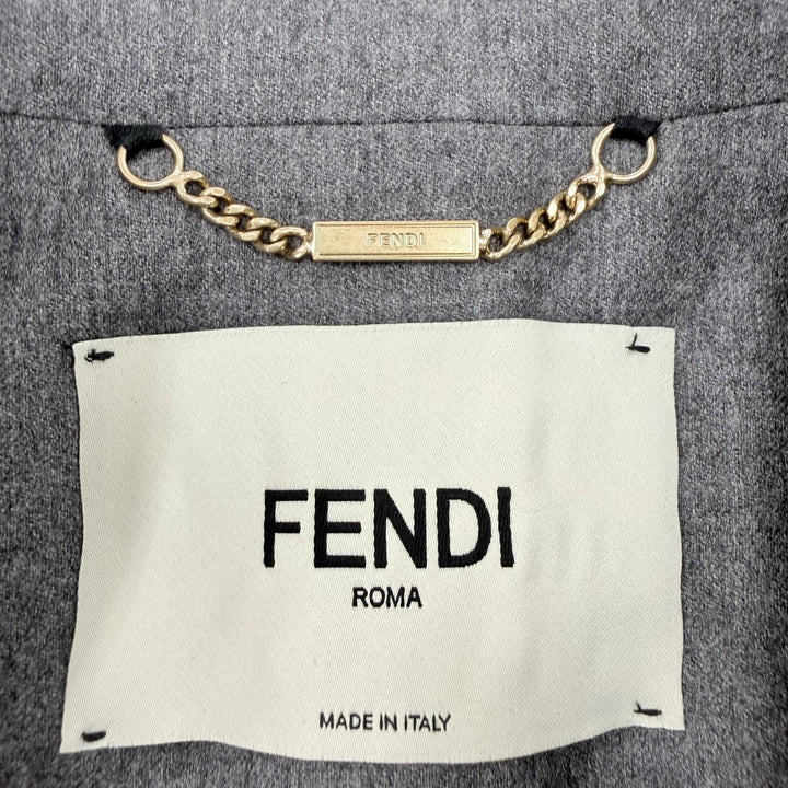 Excellent FENDI tailored jacket Double breasted gray wool Women 38 FJ7092AC2Q