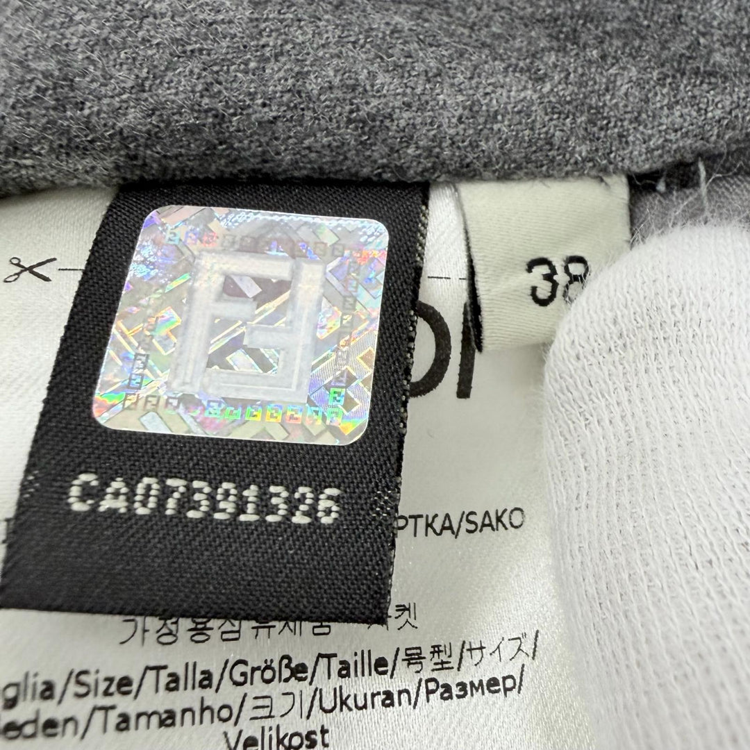 Excellent FENDI tailored jacket Double breasted gray wool Women 38 FJ7092AC2Q