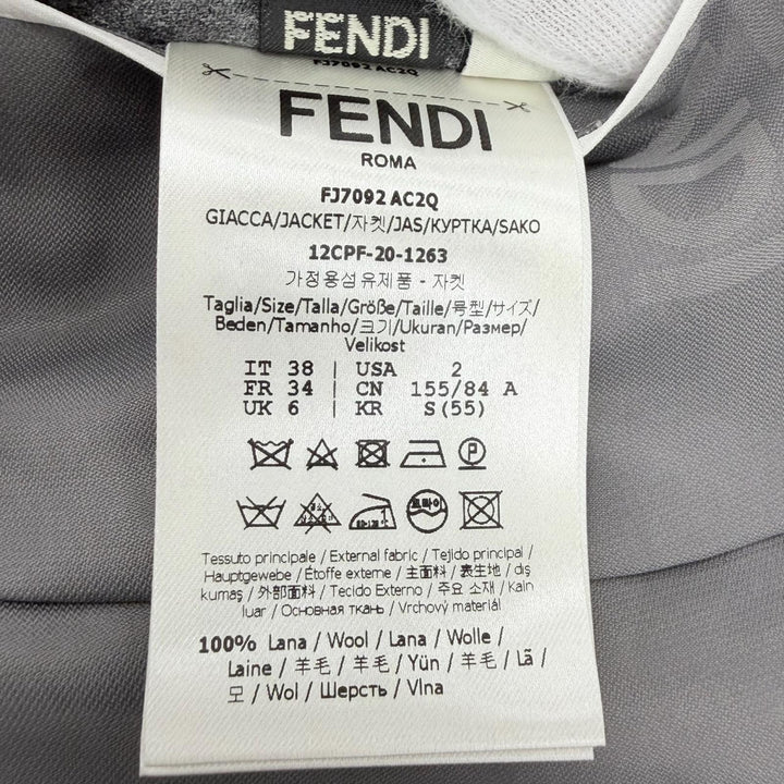 Excellent FENDI tailored jacket Double breasted gray wool Women 38 FJ7092AC2Q