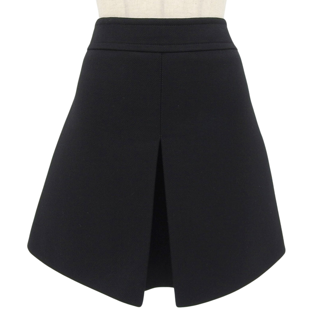 Excellent CELINE Mini skirt Front Slit Trapeze black wool Women 40 2J833383Z