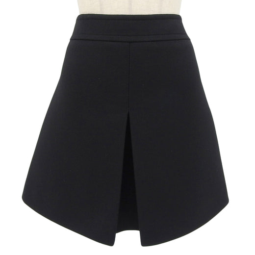 Excellent CELINE Mini skirt Front Slit Trapeze black wool Women 40 2J833383Z