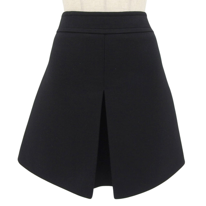Excellent CELINE Mini skirt Front Slit Trapeze black wool Women 40 2J833383Z