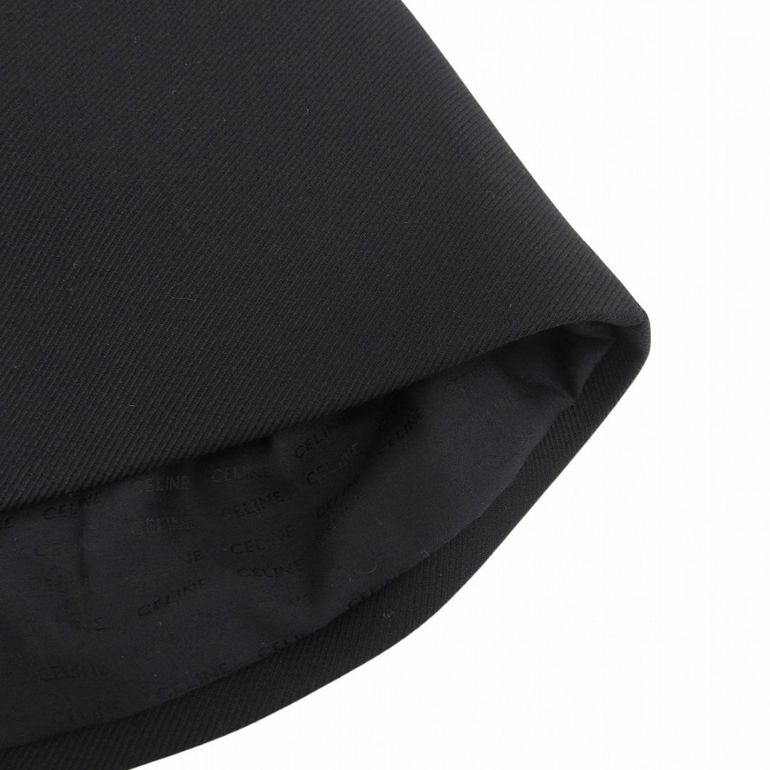 Excellent CELINE Mini skirt Front Slit Trapeze black wool Women 40 2J833383Z