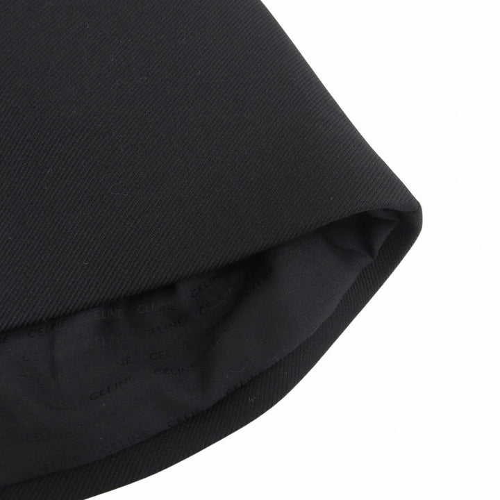 Excellent CELINE Mini skirt Front Slit Trapeze black wool Women 40 2J833383Z