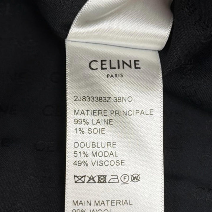 Excellent CELINE Mini skirt Front Slit Trapeze black wool Women 40 2J833383Z