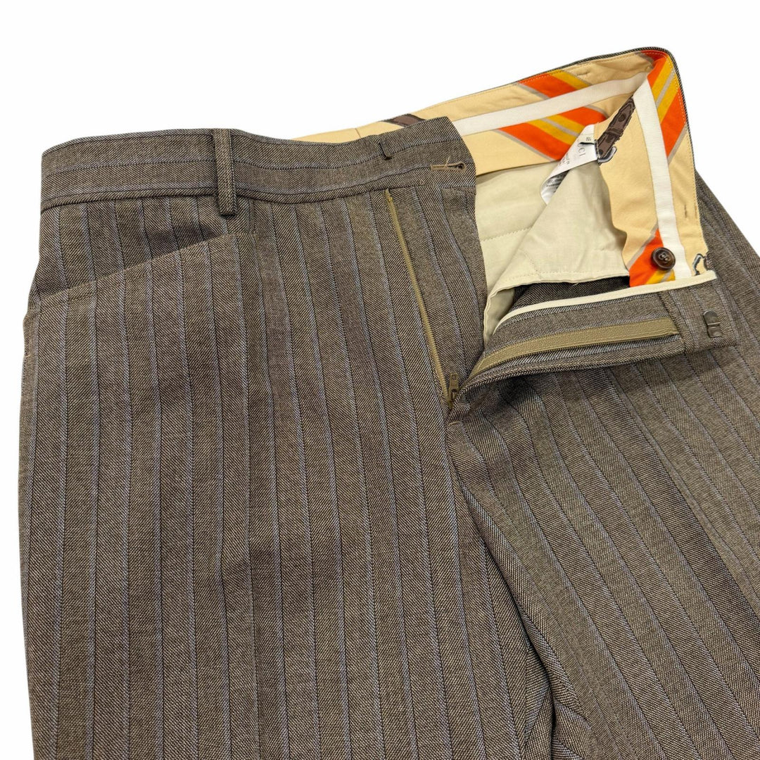 Excellent GUCCI slacks Striped Pattern Pants Brown wool mens 48 624380