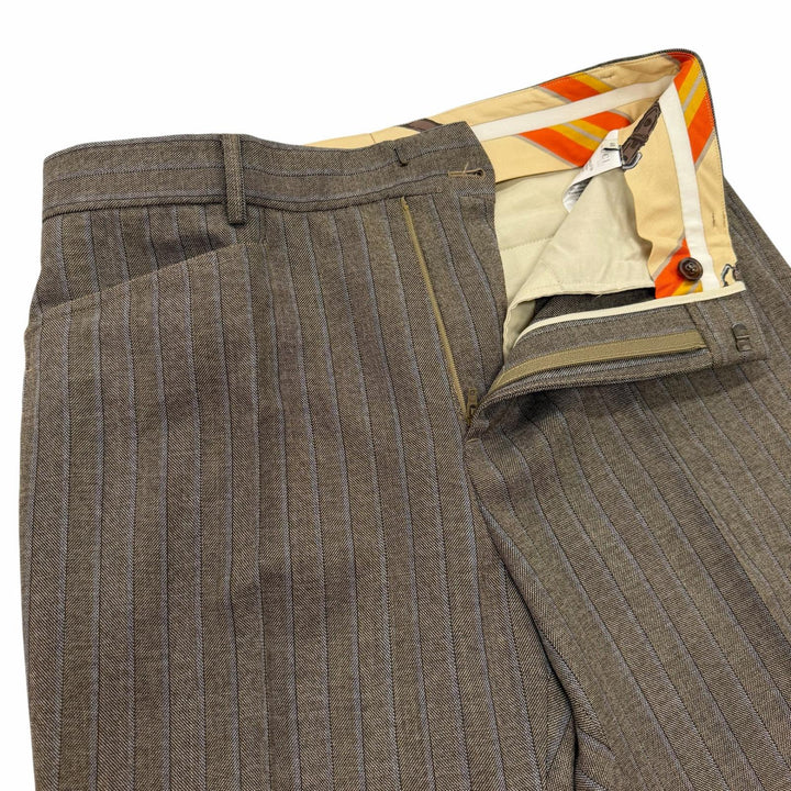 Excellent GUCCI slacks Striped Pattern Pants Brown wool mens 48 624380