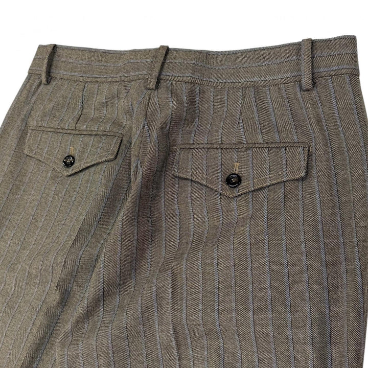 Excellent GUCCI slacks Striped Pattern Pants Brown wool mens 48 624380