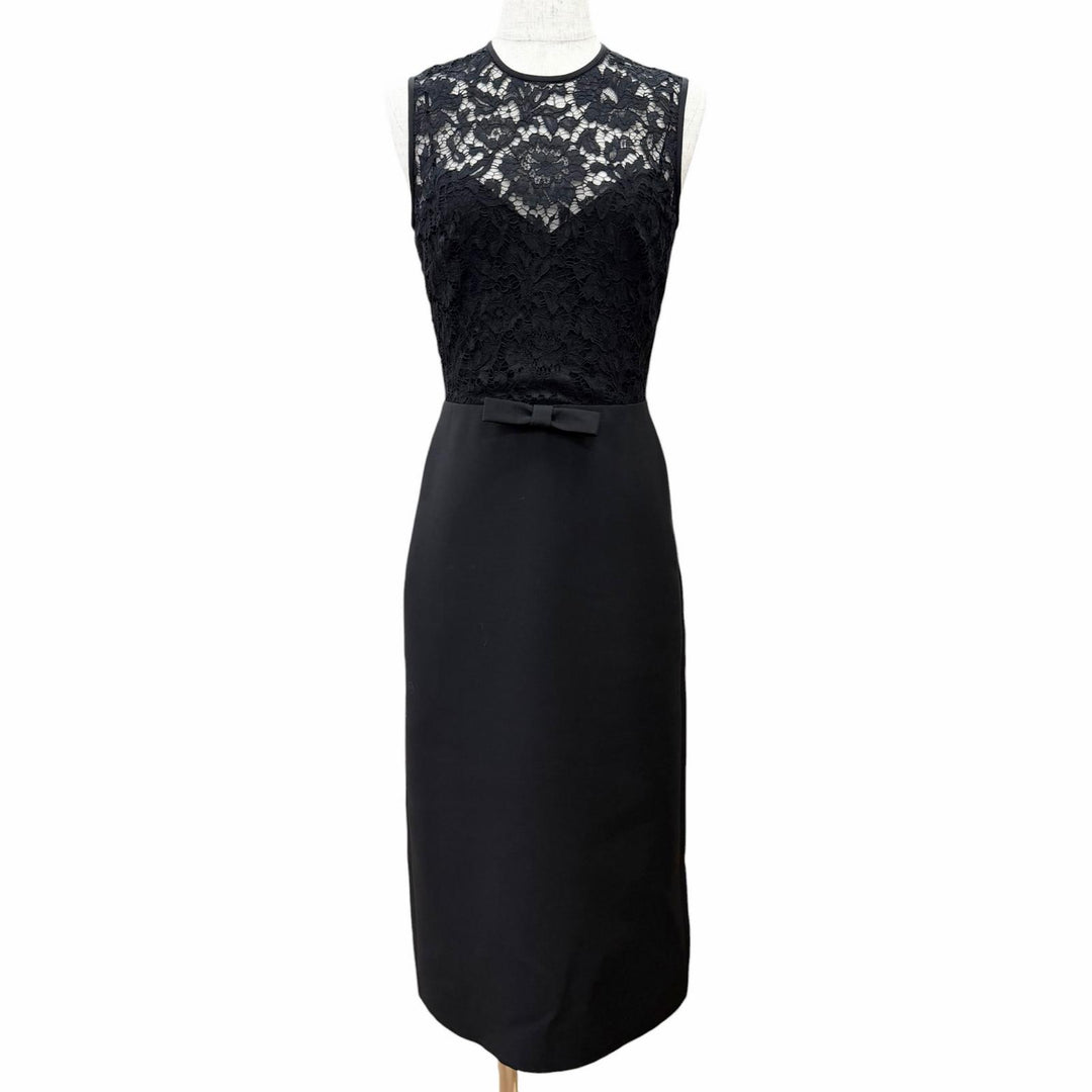 Excellent VALENTINO one piece Sleeveless pencil dress with front ribbon 36