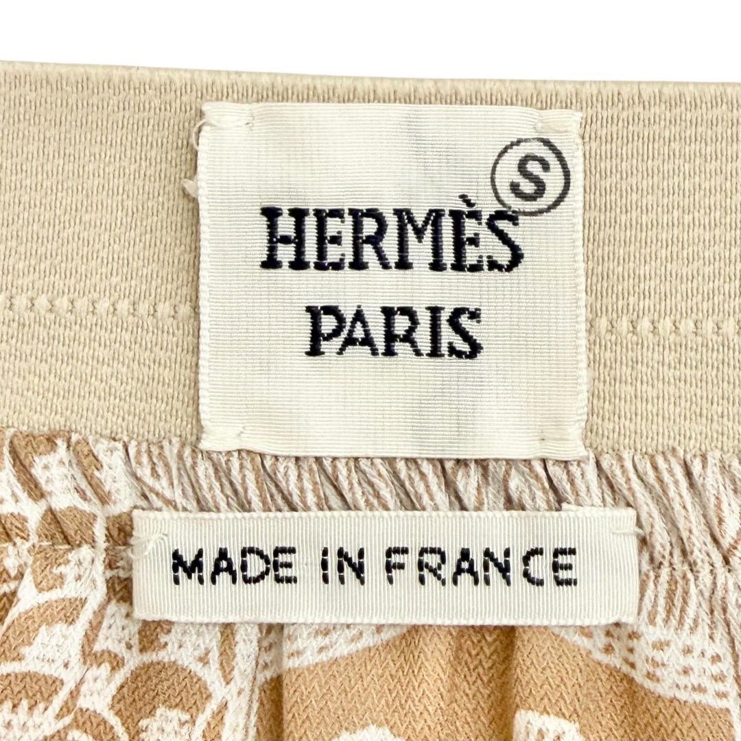 Excellent HERMES skirt LES TAMBOURS Tambour drums beige silk Women 36 3H0305D1