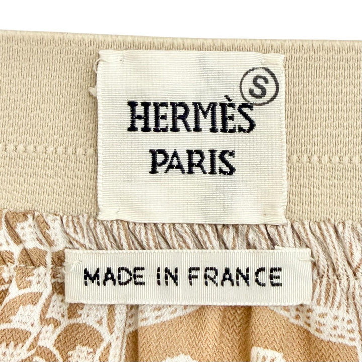 Excellent HERMES skirt LES TAMBOURS Tambour drums beige silk Women 36 3H0305D1