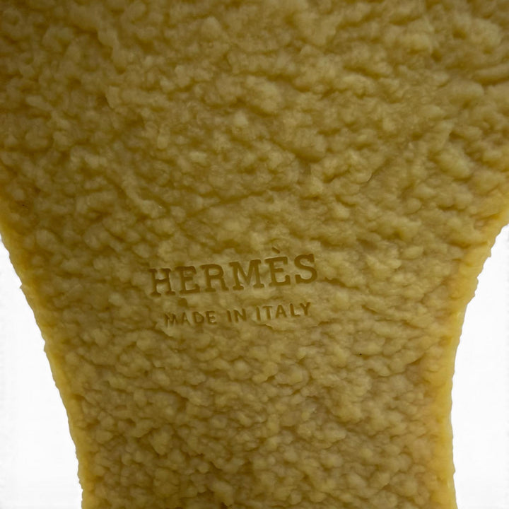 Pristine HERMES Knee-high boots Faustin Kelly Buckle Leather Light beige 37