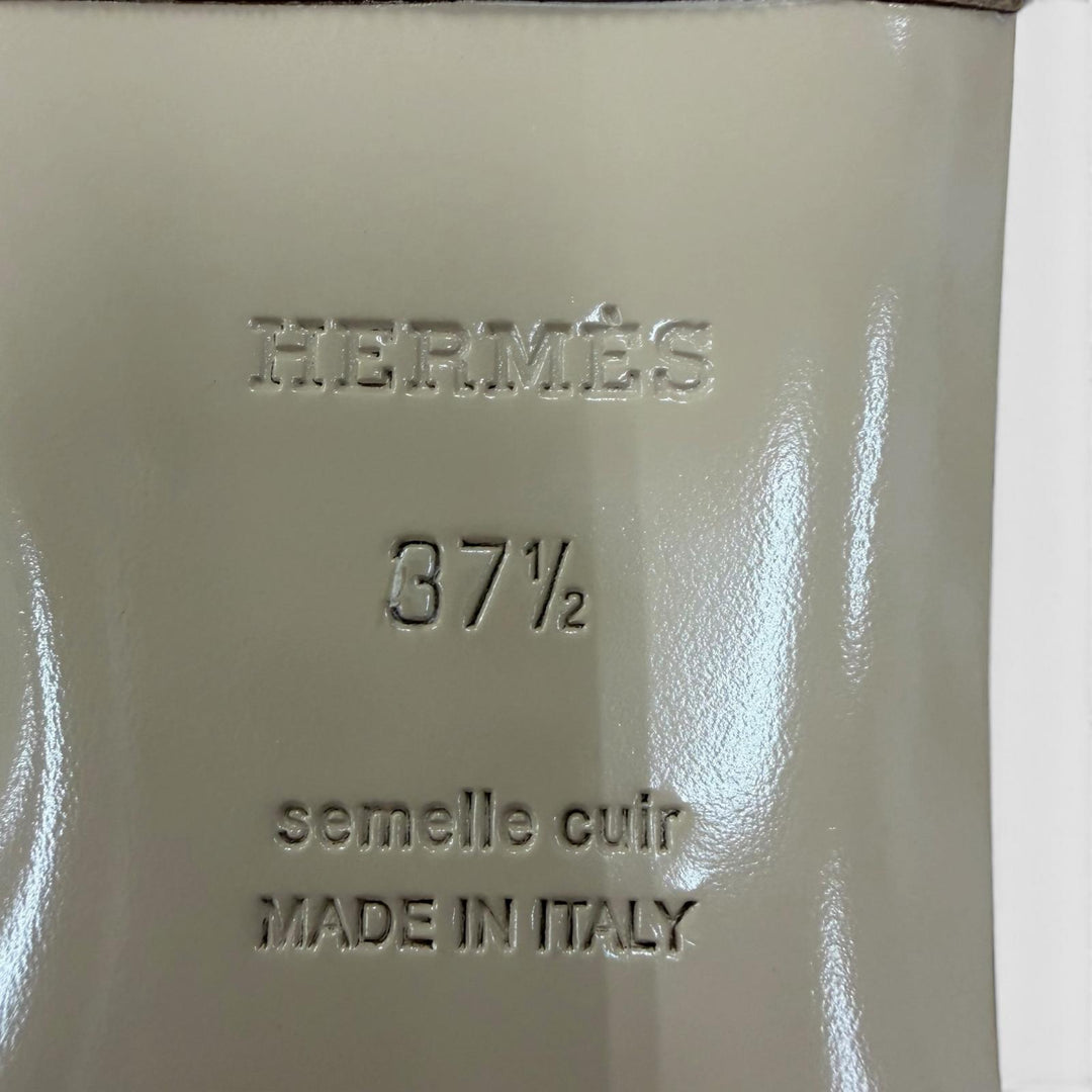 Pristine HERMES Mule Oz Kelly buckle sheepskin Brown Sheepskin Leather 37.5