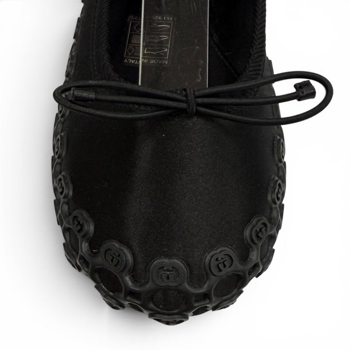 Pristine GUCCI Ballet shoes Interlocking G Ribbon Lace-up black Satin 36 814545