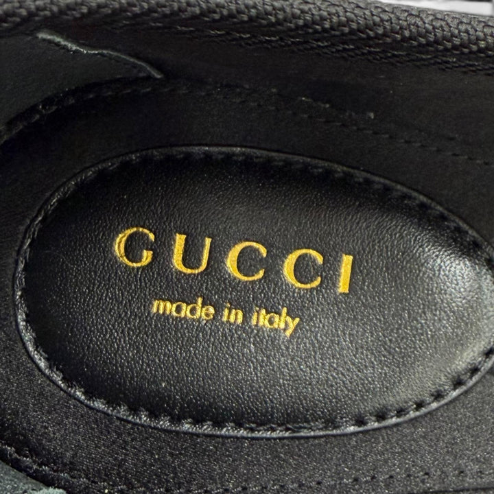 Pristine GUCCI Ballet shoes Interlocking G Ribbon Lace-up black Satin 36 814545