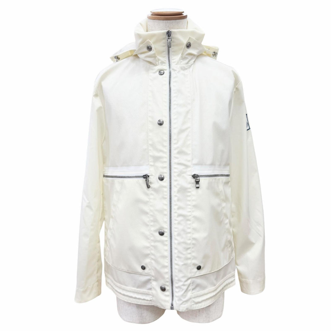 Great MONCLER GAMME BLEU GIUBBINO Logo patch, hooded, zip-up jacket Ivory 0