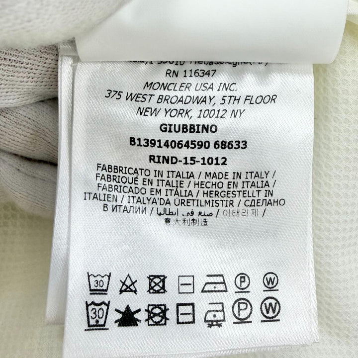 Great MONCLER GAMME BLEU GIUBBINO Logo patch, hooded, zip-up jacket Ivory 0