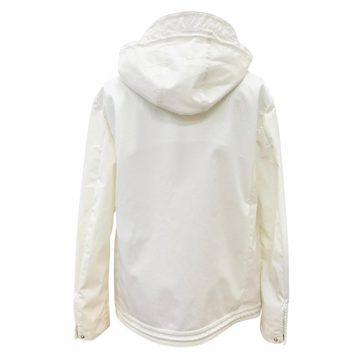 Great MONCLER GAMME BLEU GIUBBINO Logo patch, hooded, zip-up jacket Ivory 0