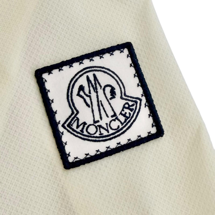Great MONCLER GAMME BLEU GIUBBINO Logo patch, hooded, zip-up jacket Ivory 0