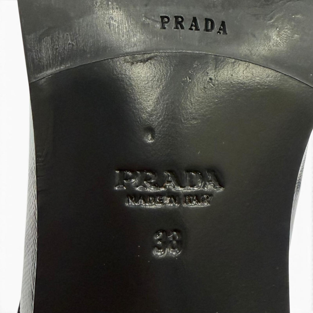 Great PRADA Leather shoes Pointed toe lace-up shoes black leather Women 38