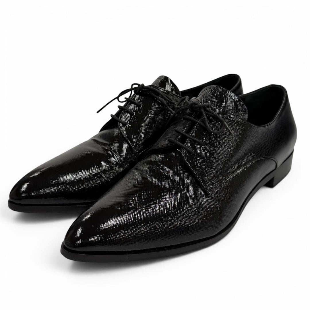 Great PRADA Leather shoes Pointed toe lace-up shoes black leather Women 38