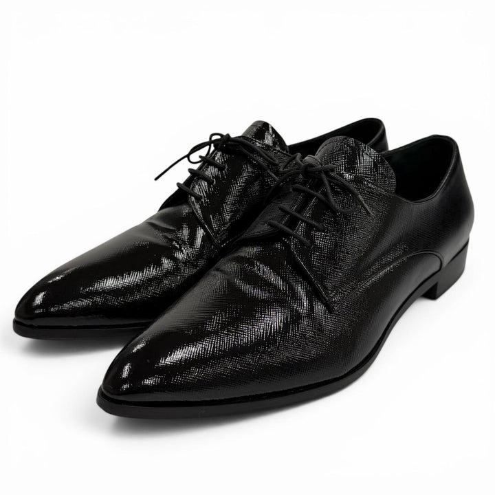 Great PRADA Leather shoes Pointed toe lace-up shoes black leather Women 38