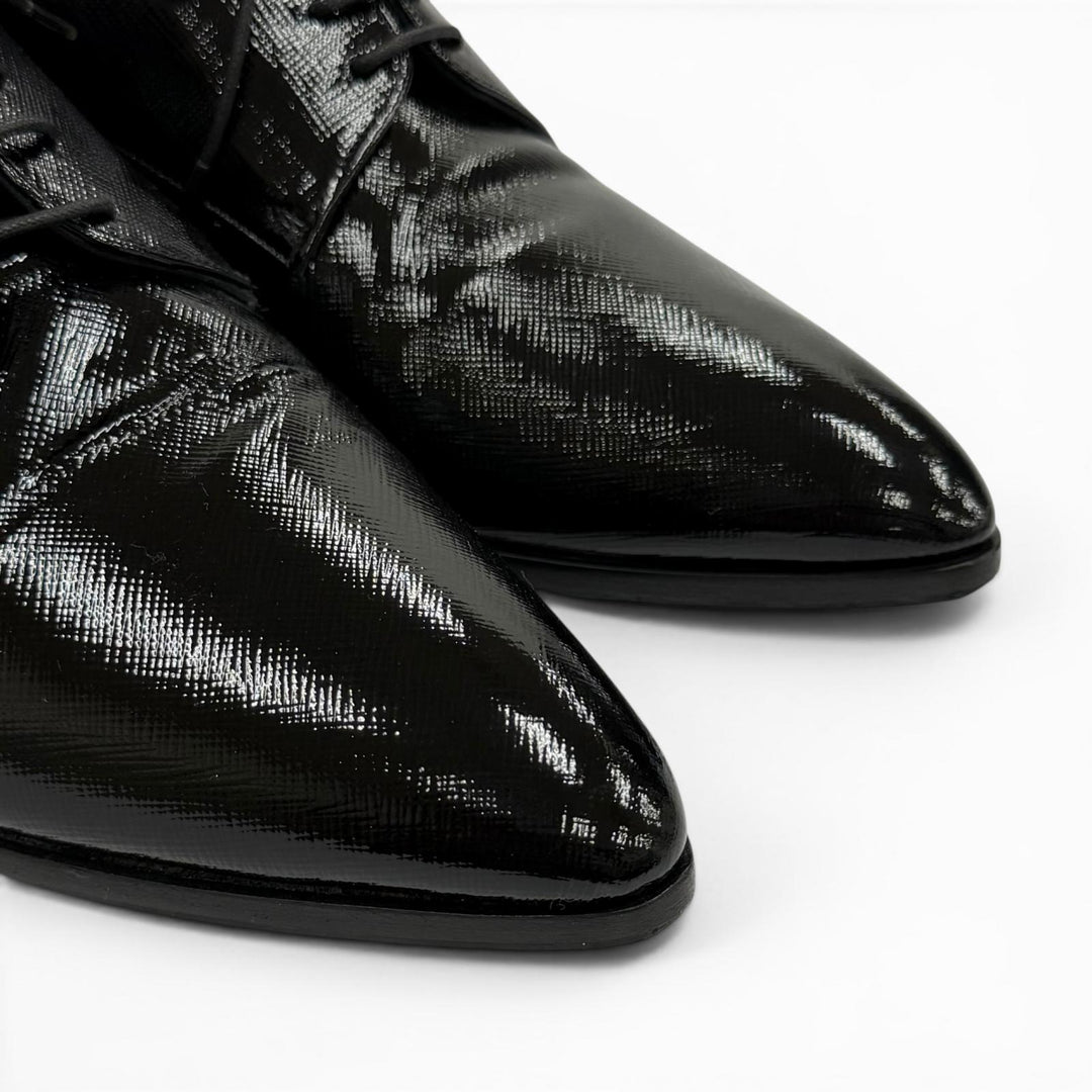 Great PRADA Leather shoes Pointed toe lace-up shoes black leather Women 38